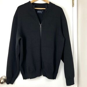 Robert Graham Full Zip Cotton Blend Sweater size XL Black Business Casual